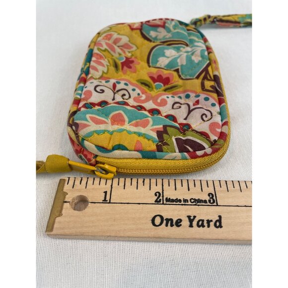 Vera Bradley Wristlet Wallet Small Floral Print Yellow Quilted Cotton Fabric - Picture 6 of 10